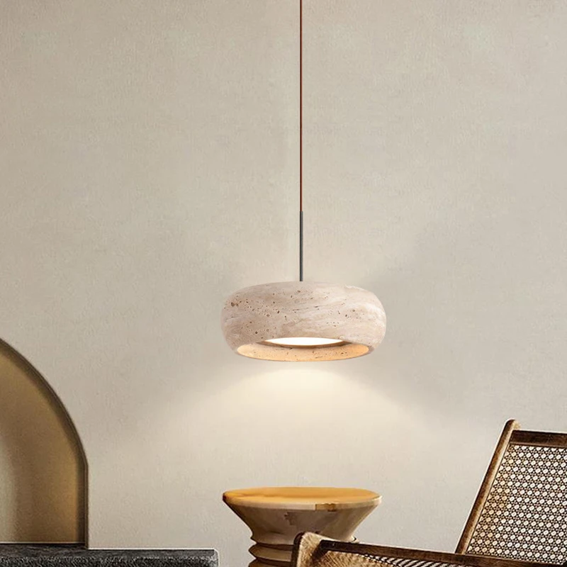 Japońska lampa wisząca z kamienia Wabi Sabi do sypialni Lampki nocne na stolik Minimalistyczna wyspa Kuchnia Jadalnia Wiszące żyrandole