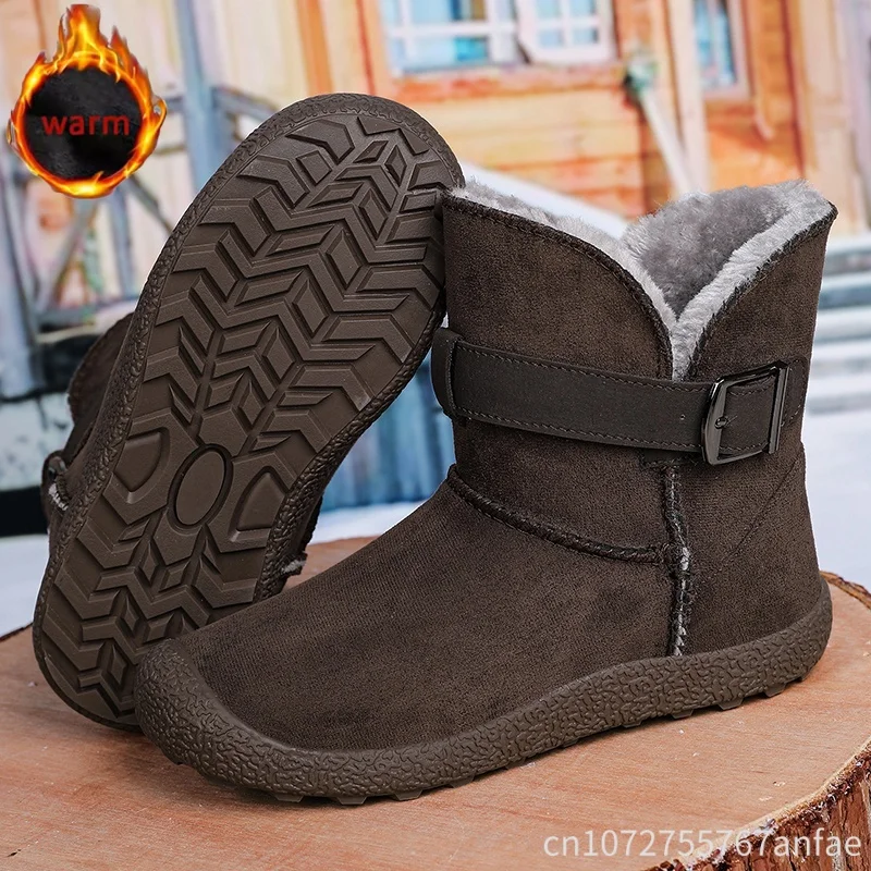 Plush Warm Couple's Snow Boots Thick Plush Boots Mens Woman High-Top Fleece Boot Cold Resistant Cotton Boot Outdoor Ankle Boots