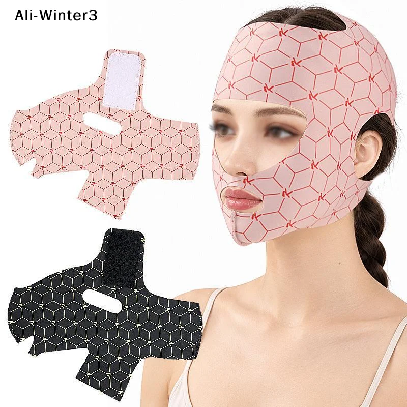 【Y】Full Coverage Reusable Facial Care Mask Ear Hook V Shape Full Face Wrap Soft Breathable Home Beauty Skincare Accessory