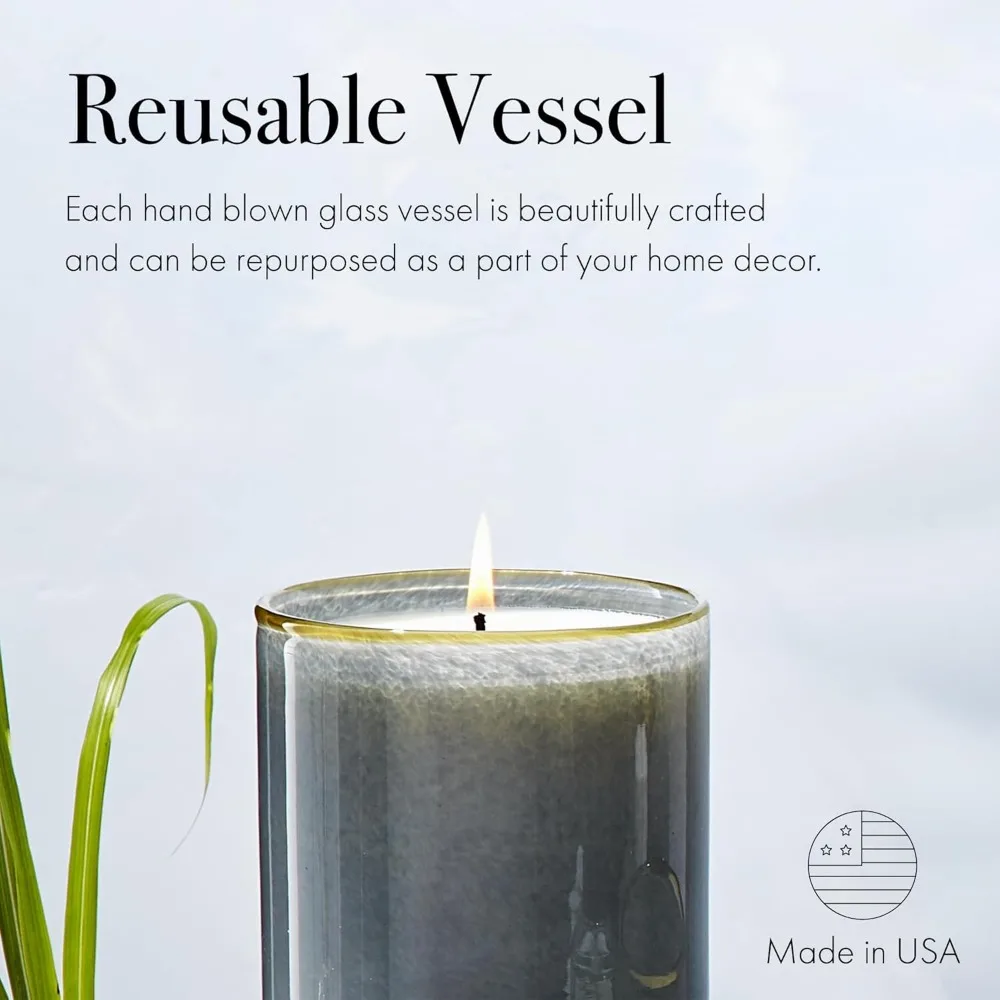 Classic 6.5 oz Sea & Dune Scented Candle with 50-Hour Burn Time, Reusable Hand Blown Glass, American Made