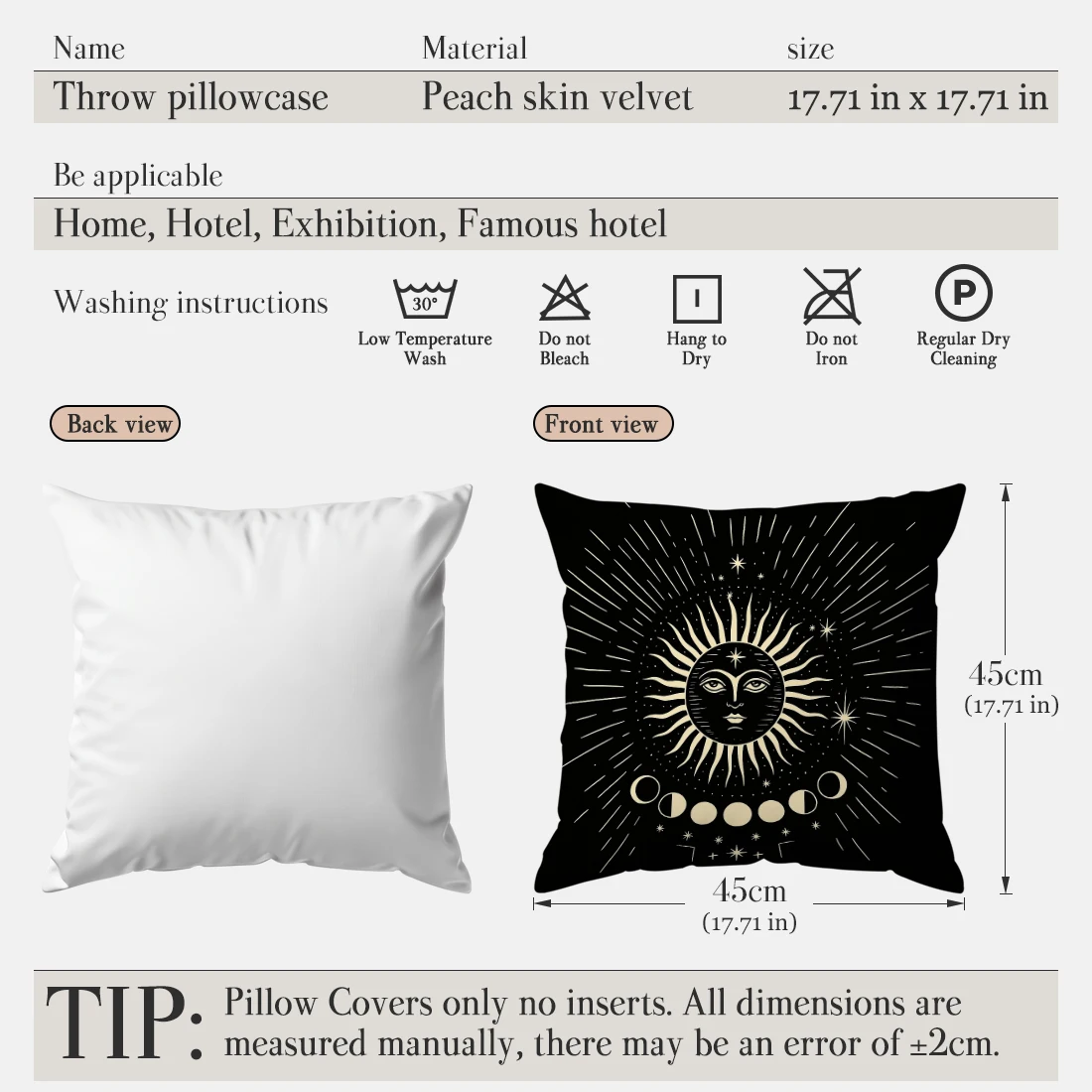 1pcs Retro Mandala Sun Pillowcase Square Bedroom Cushion Covers Zipper Living Soft Home Comfortable Decor 45x45cm