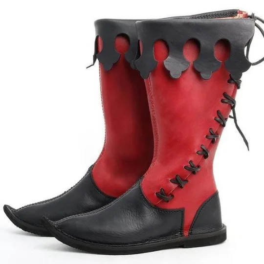 Stivali da pirata Stivali medievali in pelle PU rinascimentali al polpaccio Scarpe da uomo ufficiali militari gotici Scarpe cosplay di Halloween vichinghe 2025