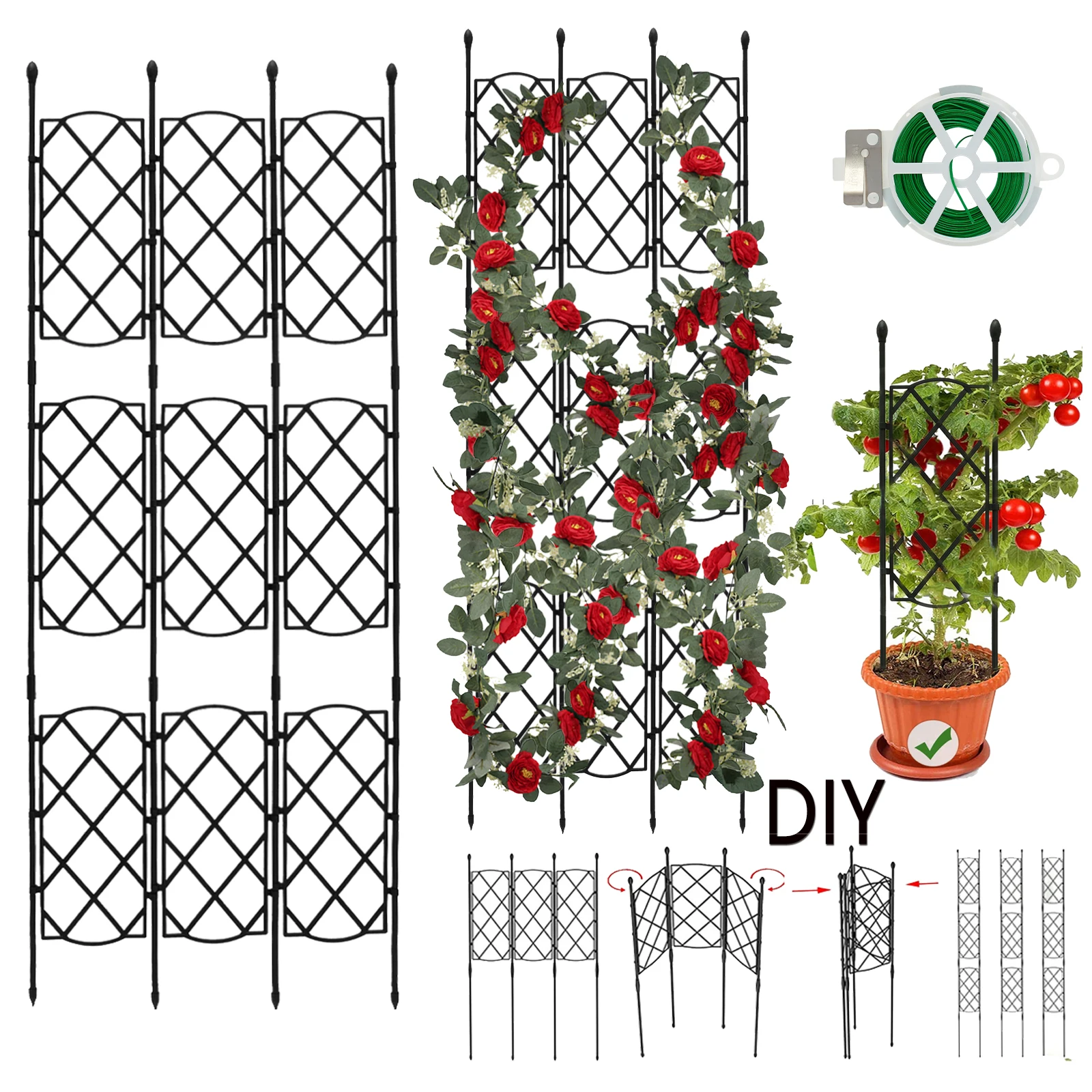 Garden Trellis for Climbing Plants Outdoor 46X135cm Plant Trellis Frame DIY Garden Decor Plant Support Screen For Flowers Vine