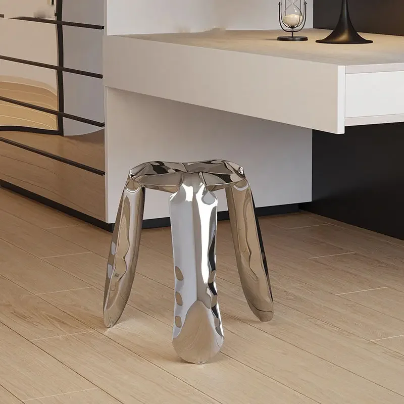 Minimalist Metal Inflatable Stool, 3D Stainless Steel Stool, Nordic Creative Balloon Stool, Living Room Footstool