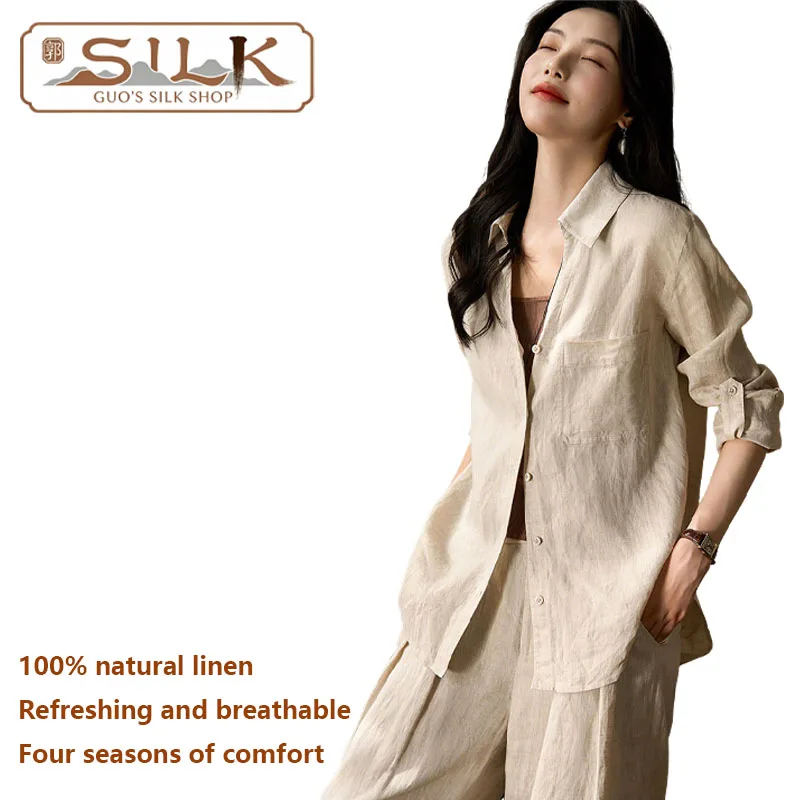 

Женская рубашка из натурального льна – элегантный и модный топ для весны, лета, активного отдыха, комфортный и прохладный