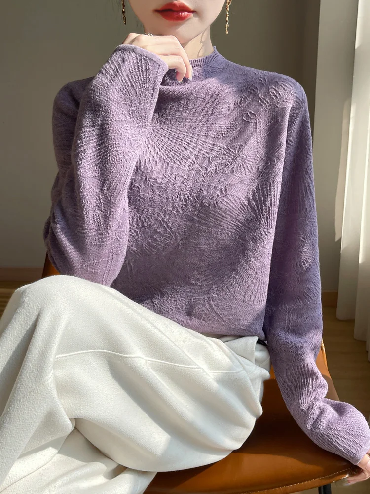 

Весна 2026: Женский вязаный свитер с высоким воротом и 3D-декором, повседневный, универсальный, в корейском стиле, для работы и отдыха