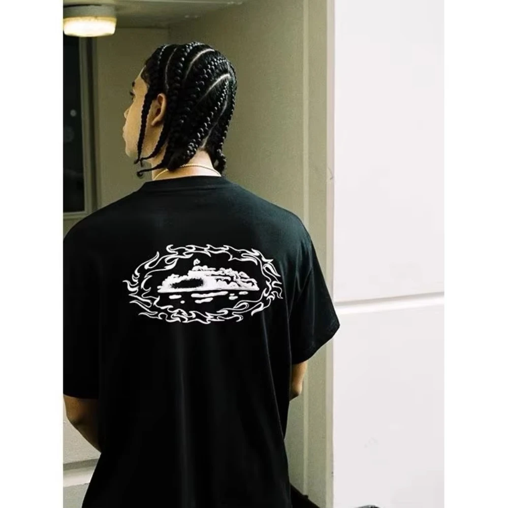 British Street Hip Hop Alcatraz T-shirt À Manches Courtes Imprimé T-shirt Tendance Estivale Pour Hommes En Pur Coton 2026 Summer