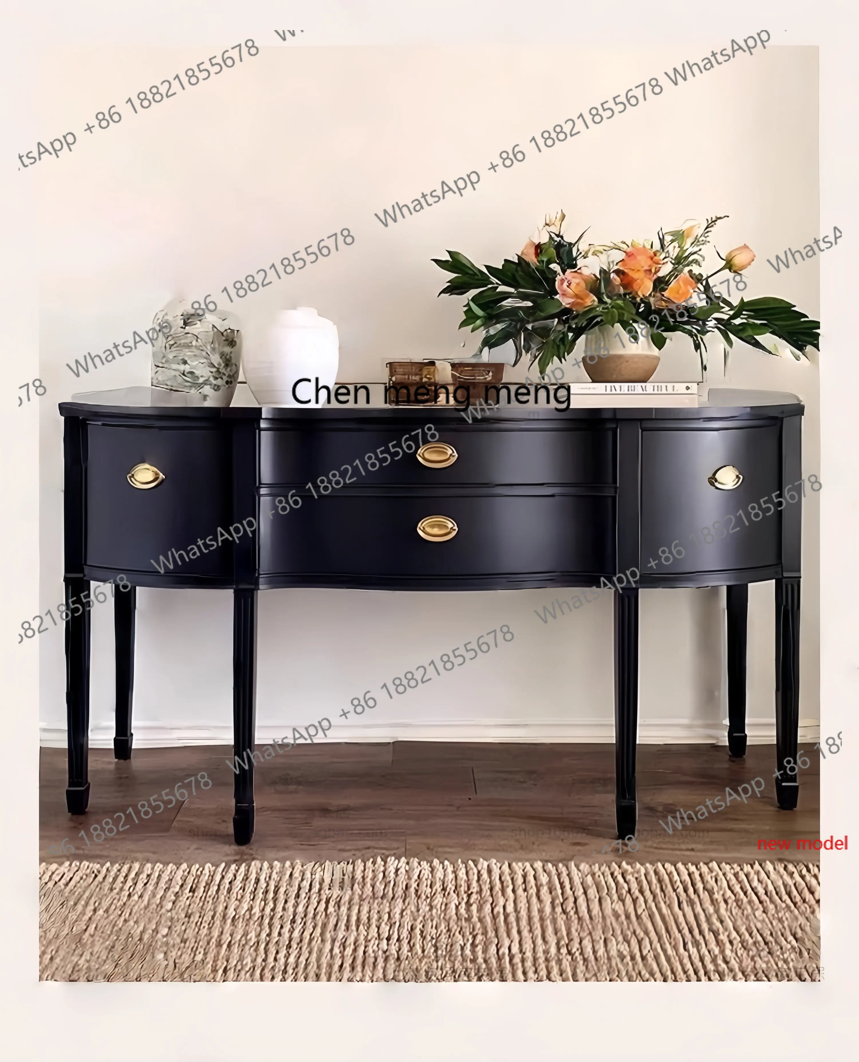 AB03French retro semicircular entrance, chest of drawers, living room decorative side cabinets, American style, storage, lockers