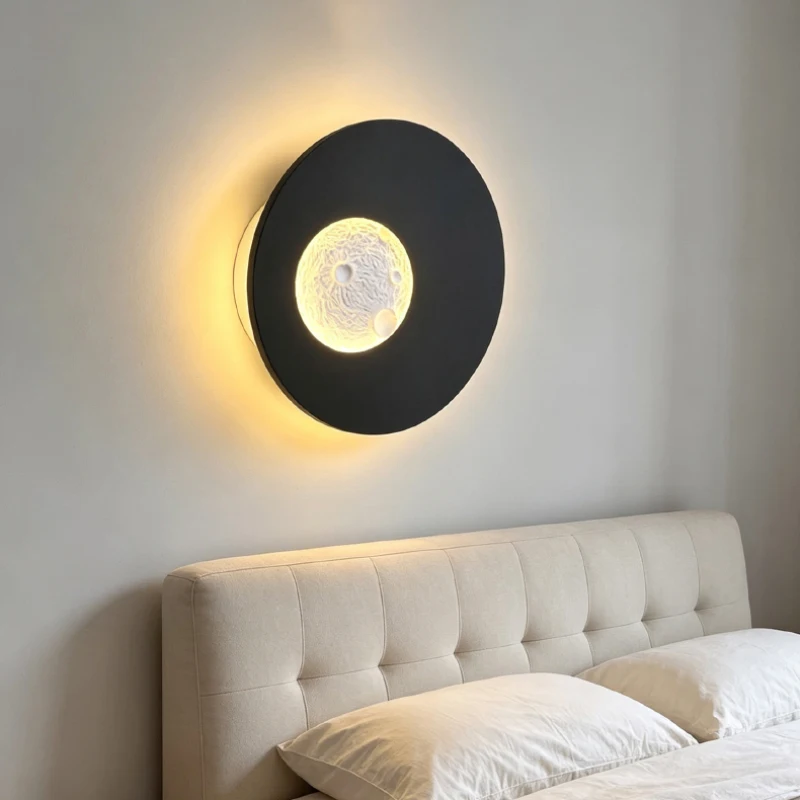 Novelty Art Moon Aluminum Iron Home Decor Sconce LED Room Wall Light For Bedroom Villa Living Room Lighting Fixtures