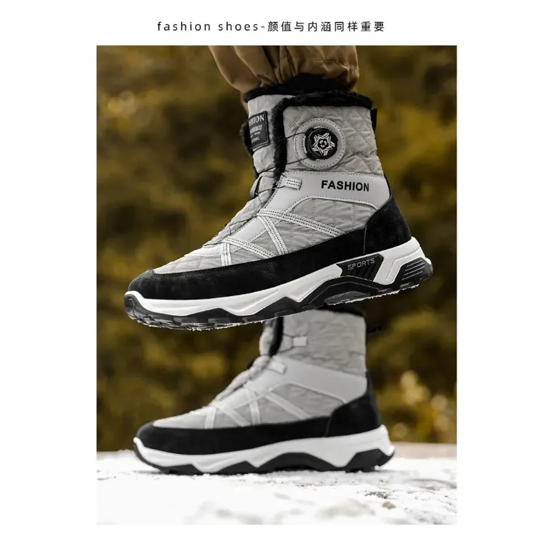 

Outdoor Ankle Boots Male Cotton Casual Sneakers Men Boots Winter Waterproof Snow Boots Unisex High Top Keep Warm