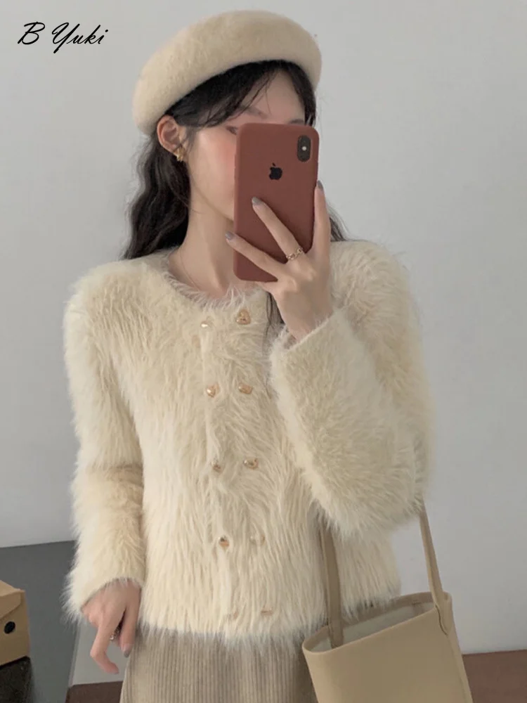 

Blessyuki Soft Mohair Cardigan Sweater for Women 2023 Autumn Winter New Casual Elegance Loose Chic Sweater Female Korean Clothes