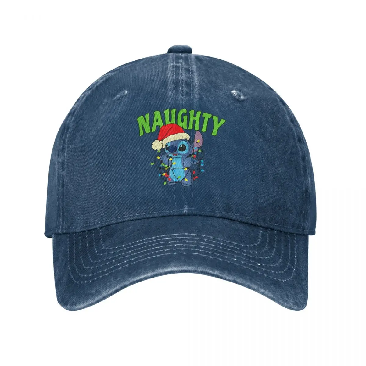 Lilo & Stitch Christmas Naughty Baseball Cap Classic Distressed Denim Washed Sun Cap for Men Women Unstructured Soft Hats Cap