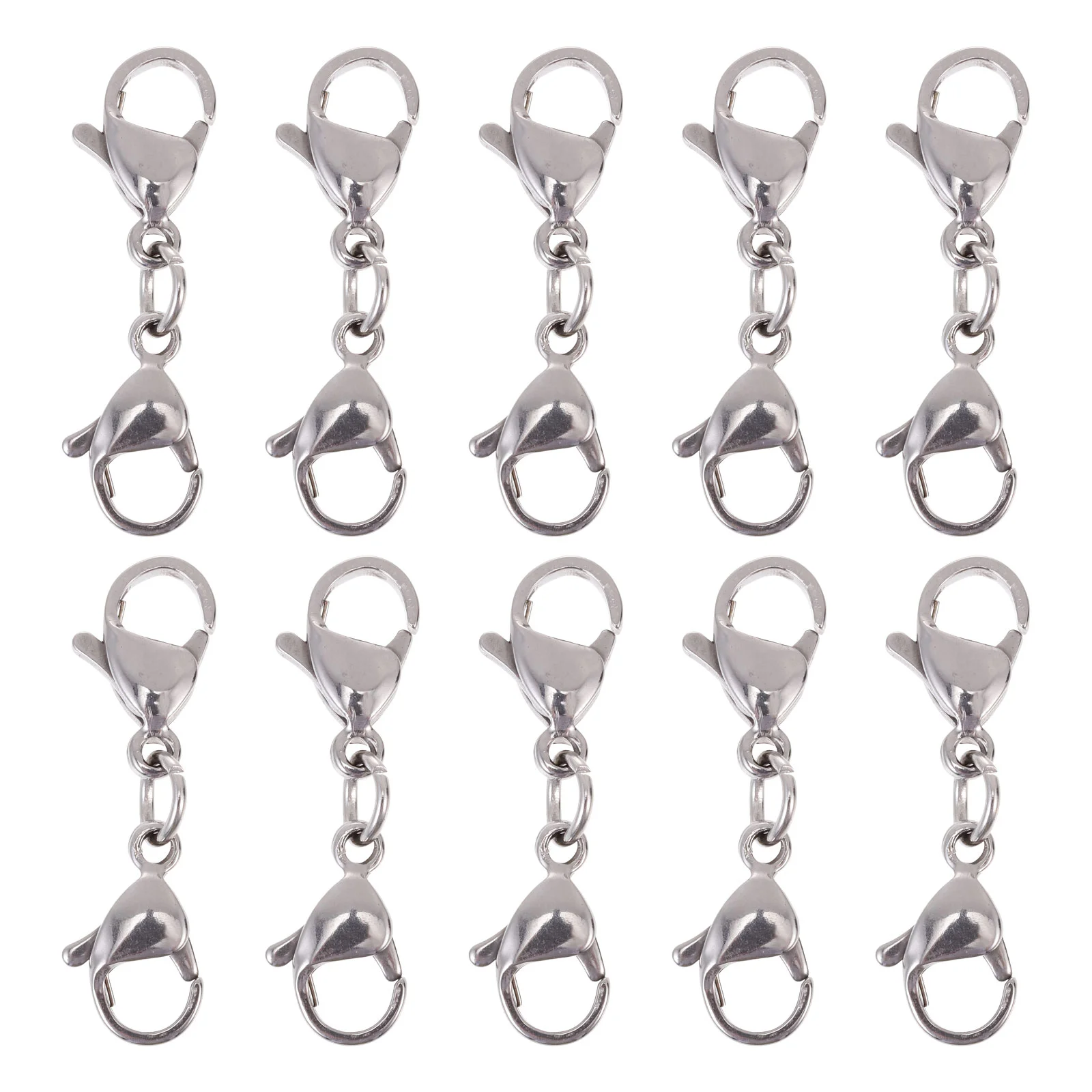 10 Pcs Lobster Buckle Double Bracelets Double-headed Clasp Necklace Connector DIY Chain Stainless Steel Replacement Buckles