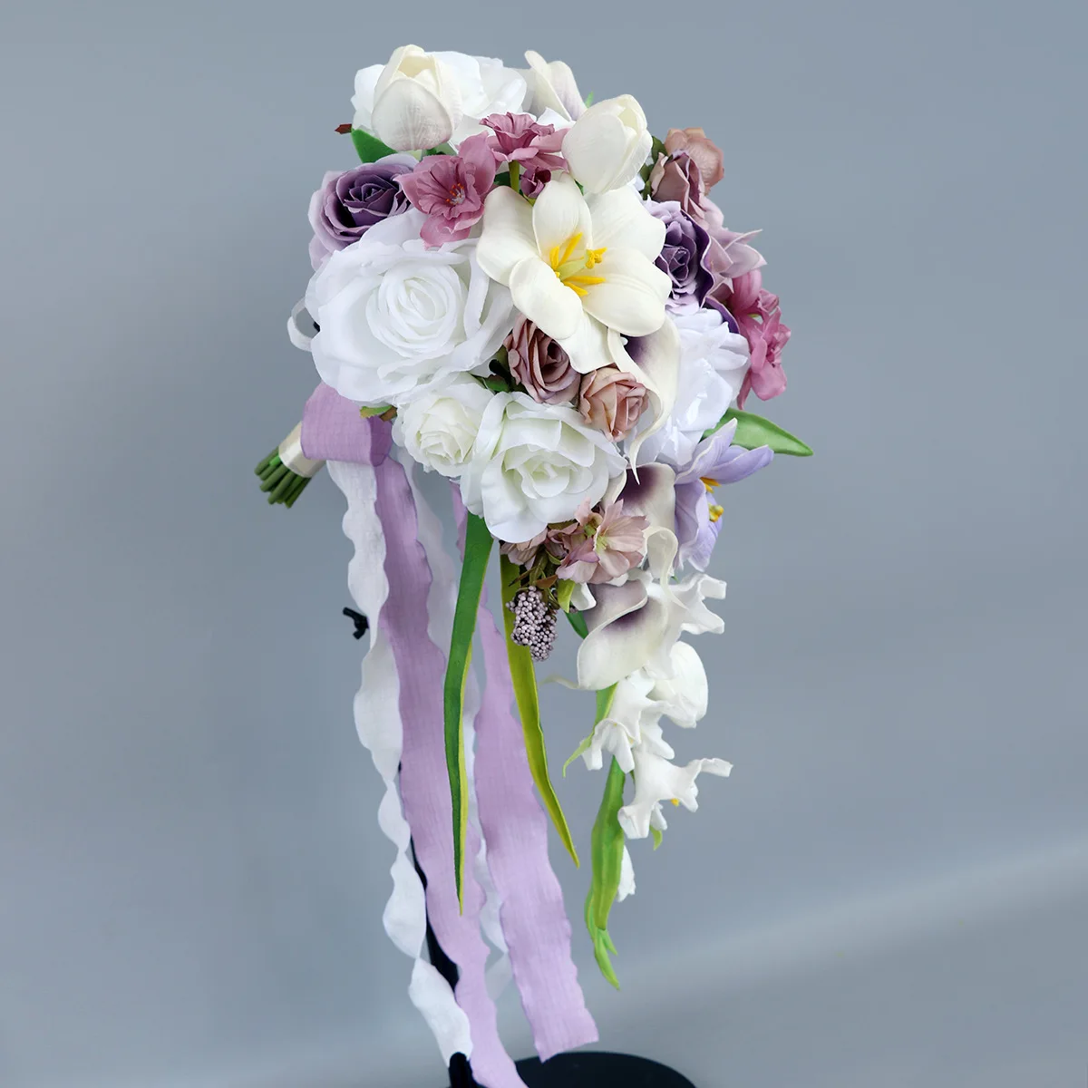 2024 New Waterfall Brides Bouquet Flower Wedding Bride Handheld Flower Simulation Touch Tulip centro de mesas de boda