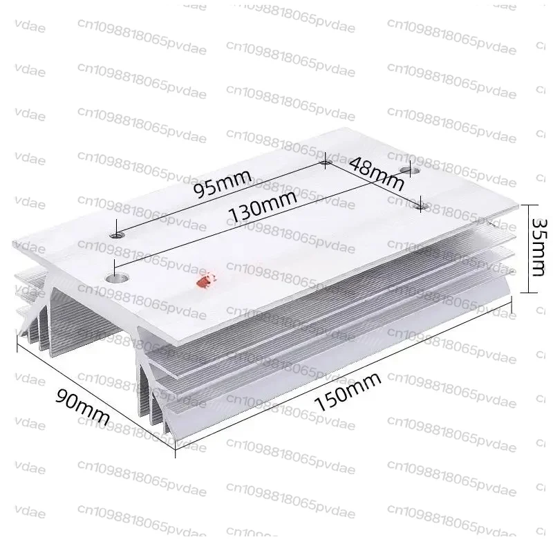 Aluminum Heatsink Black for Rectangle Single Phase Solid State Relay SSR 150 x 90 x 35mm
