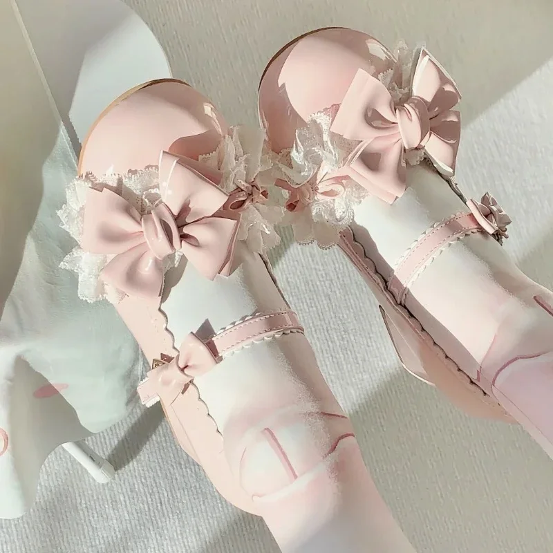 

Женские туфли Мэри Джейн с круглым носком и кружевом, универсальные, милые, мягкие, в стиле JK, с бантом, 2026