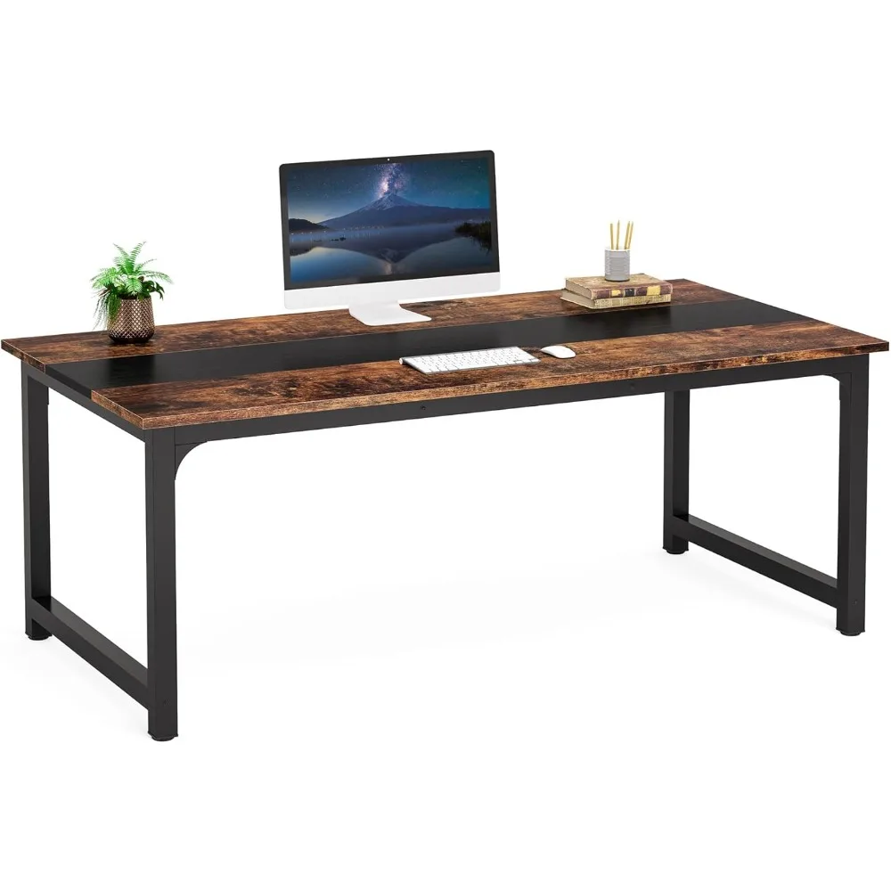 

Modern Computer Desk, 63 x 31.5 inch Large Office Desk Computer Table Study Writing Desk Workstation for Home Office, Rustic/Bl