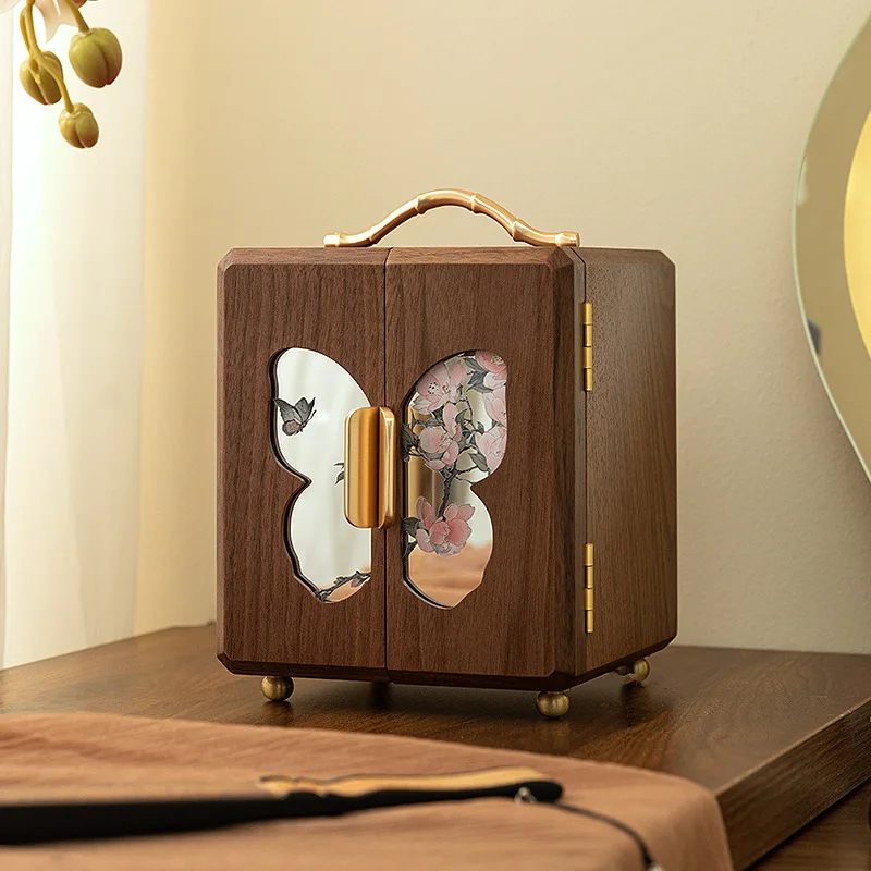 

Wooden Jewelry Gift Box Handheld Jewellery Storage Case Bracelet Necklace Display Boxes Originality Trinket Organizer Cases