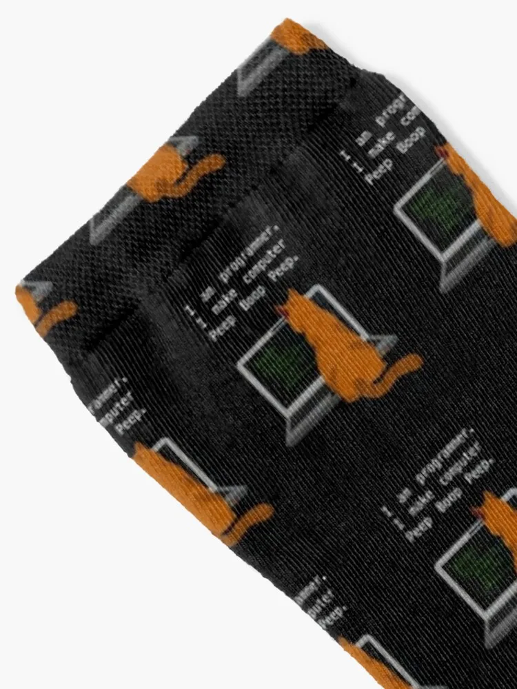 Cat coder computer nerd Socks Novelties kawaii Rugby Man Socks Women's