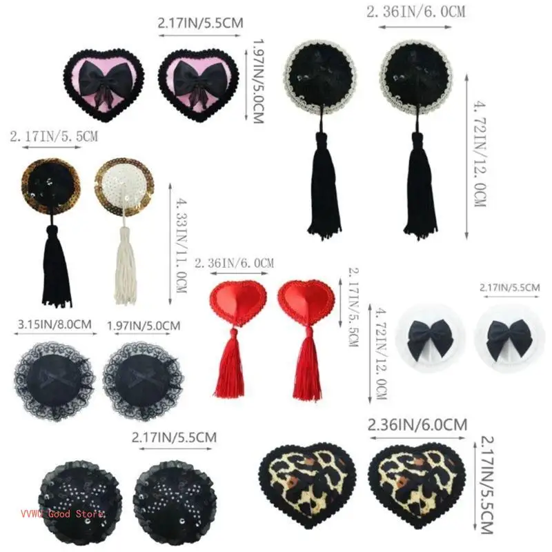 Women Sequins Tassels Pasties Nipple Cover Adhesive Breast Cover Sparkling Bra