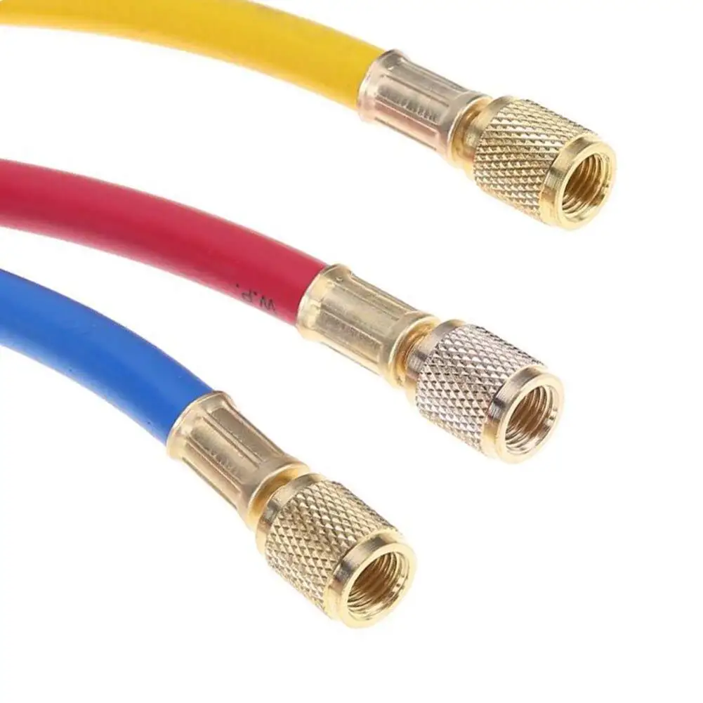 Three-color HVAC Refrigerant-Hose Set With Ball Valve Refrigeration Accessories Hose With Compact Ball Valve 1.5m-1.8m Parts