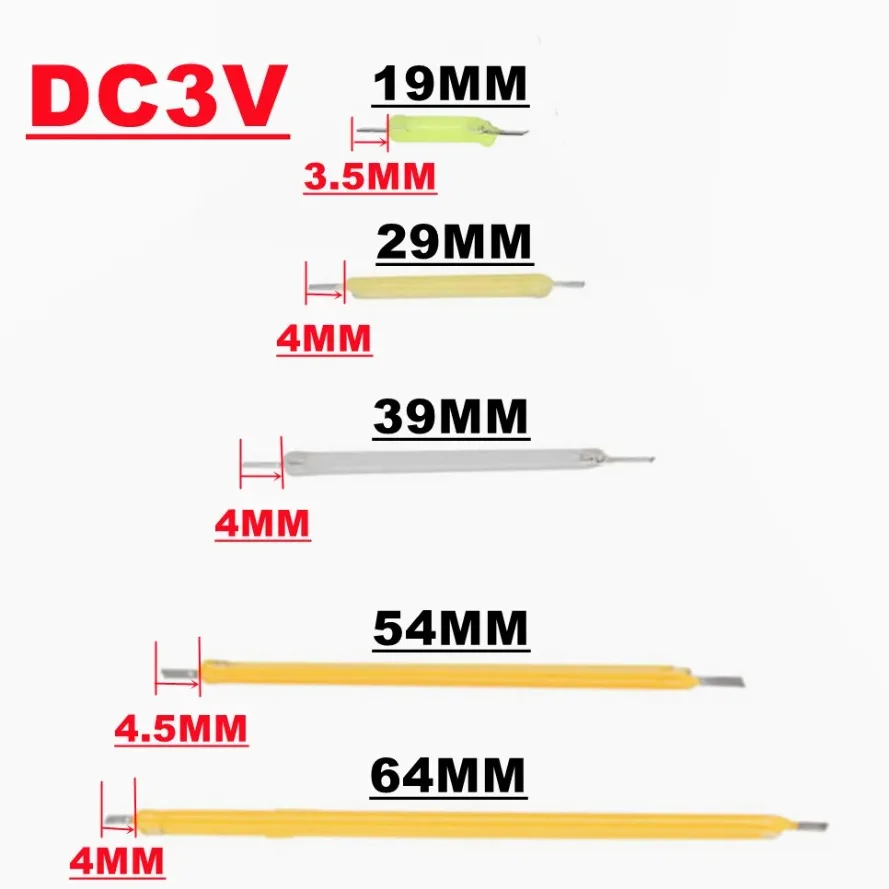 10PCS 68/54MM COB LED Filament Edison Bulb Lamp Parts Incandescent Light Diodes Accessories Multicolour Holiday Lighting DC3V