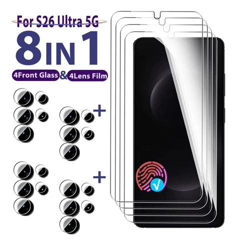Защитное стекло 8-в-1 для Samsung S26 Ultra с защитой от отпечатков пальцев, защита экрана и объектива для Samsung Galaxy S26 Ultra S26+ S26, закаленное стекло