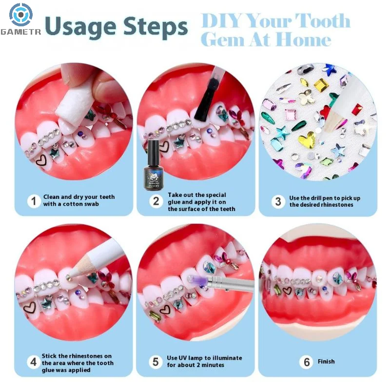 ชุดอุปกรณ์ตกแต่งฟันด้วยคริสตัลแก้วรูปเพชรรูปผีเสื้อ 1 ชุด สำหรับงาน DIY หลากหลายรูปทรงและสี สำหรับตกแต่งฟัน