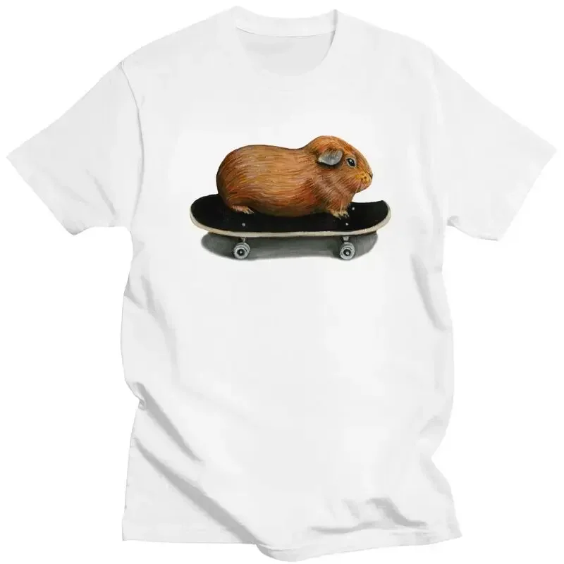 Men Short Sleeved Pure Print Animal Tops Graphic Plus Size Mens T Shirts Classic 3d Funny Chunky Guinea Pig Skateboard T Shirt