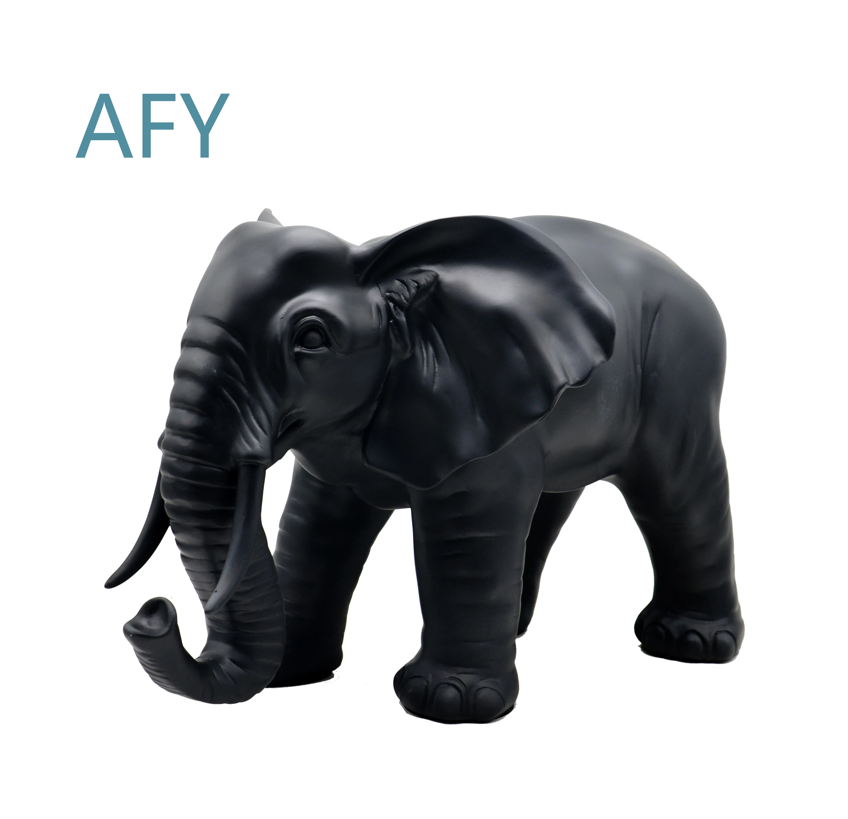 Resin Elephant Figurine for Animal Model Home Decor Ornament Black Elephant Sculpture for Office Decoration Animal Figurine