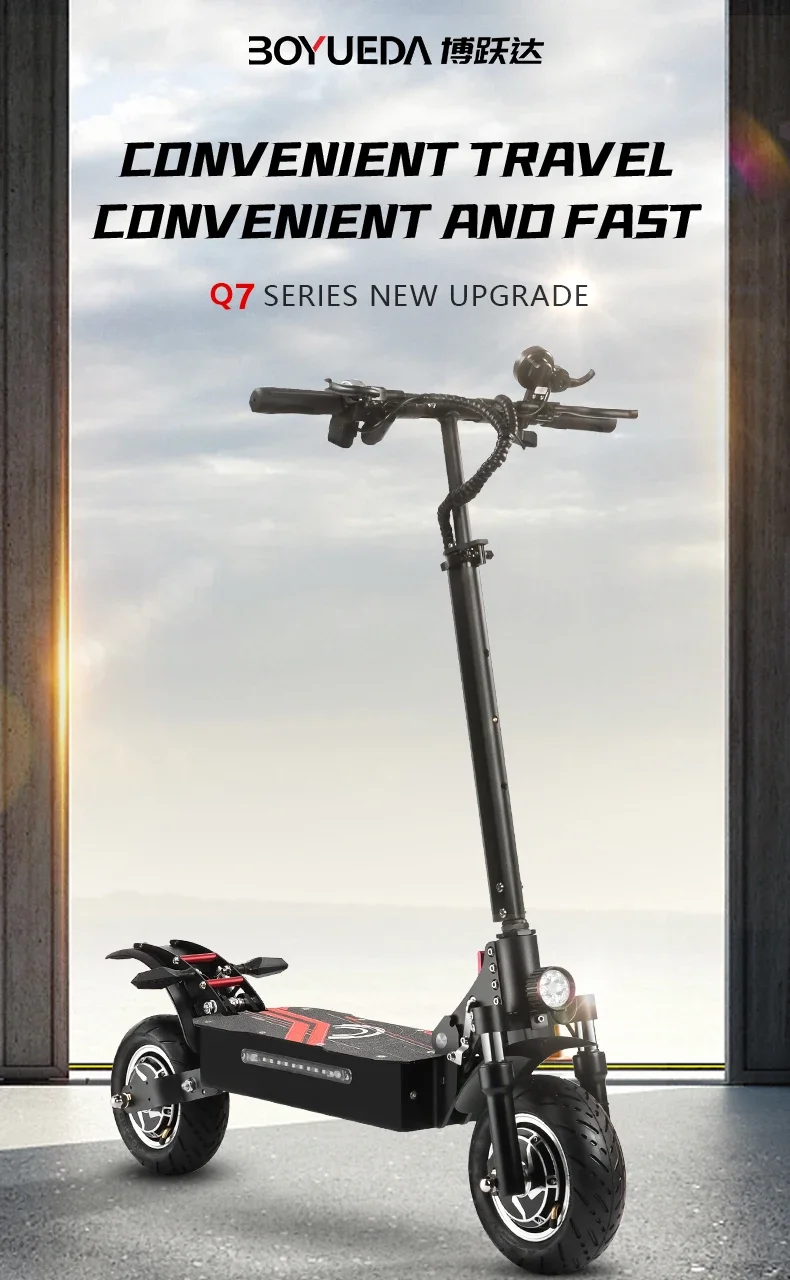 BOYUEDA Q7PRO Dual Motor 52V19AH Elektroroller, faltbar, 10 Zoll, High-End All-Terrain Elektroroller – Detail 1