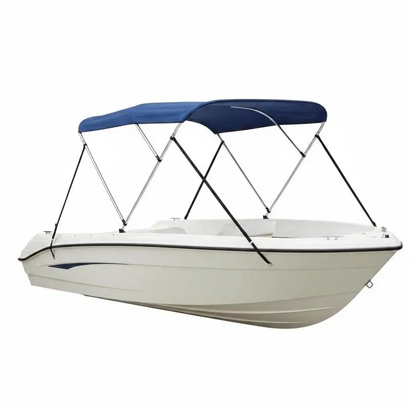 

Bimini Top Boat Cover Sunshade (3 arches) made of 600D polyester with aluminum alloy frame, waterproof sunshade boat awning with storage bag, 201-213 cm (W) Blue