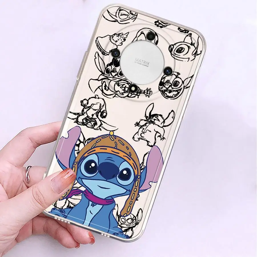 Clear Cover Case for Honor X8a X7b X9a X9b 90 Lite X8 X8b Disney Stitch Cute