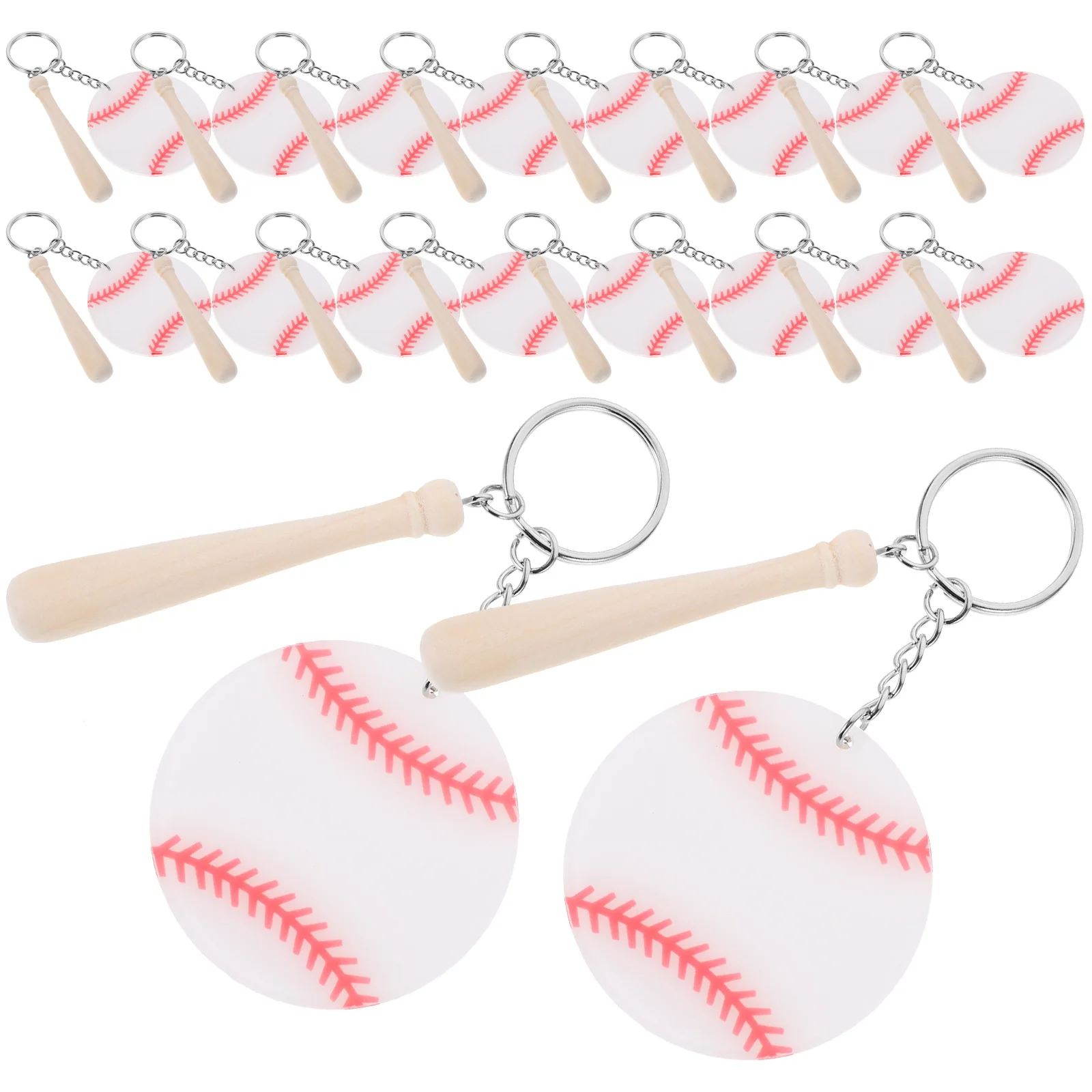 

18pcs Baseball Bat Keychain Bag Charm Sports Accessories Pendant Decorative Party Favors Gift For Women Men Kids
