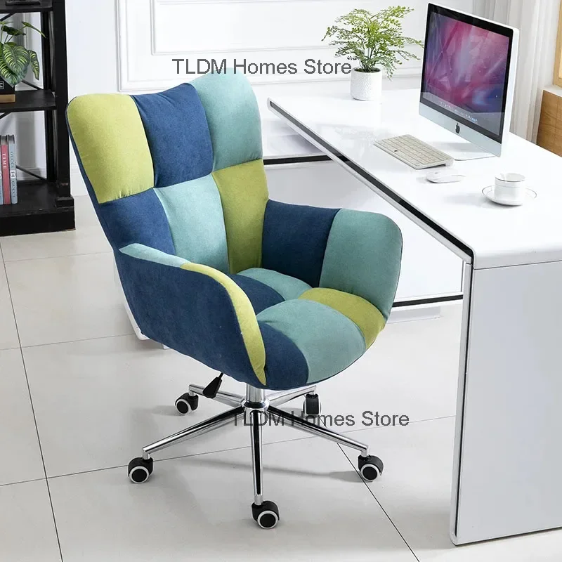 Modern Fabric Office Chair for Chair Stitching Color Home Leisure Lazy Sofa Backrest Chair Ergonomic Lift Swivel Computer Chair