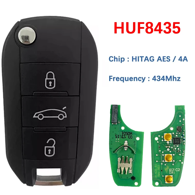 

Оригинальный пульт дистанционного управления CN009066 с чипом 4A, частотой 434 МГц, HUF8435, FCC 1617020880 для Fiat C3, C4, Expert, 3008, 508, 5008 (2017-2023)