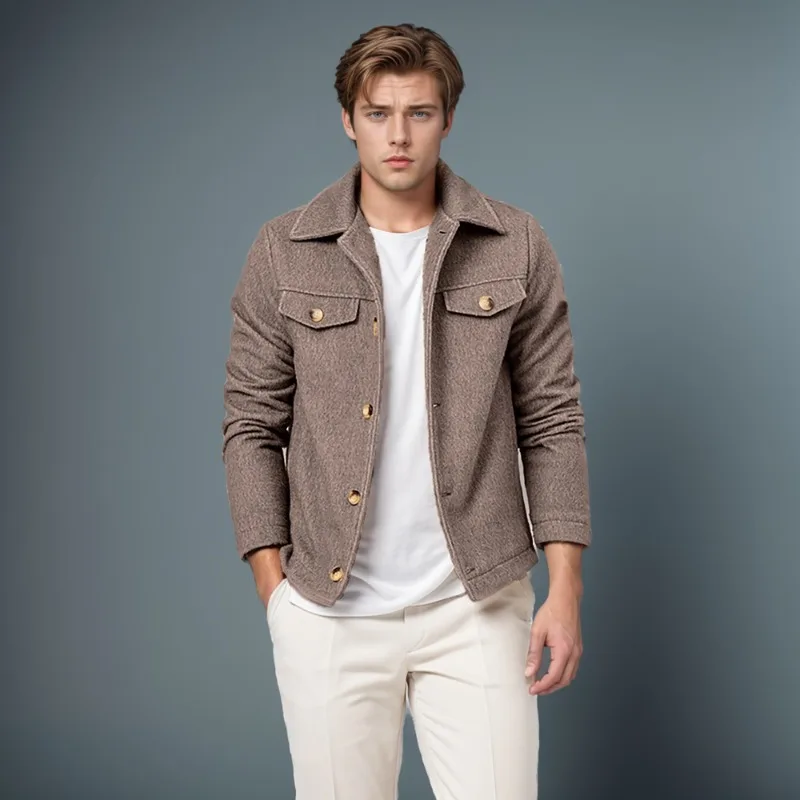 

Mens Autumn Winter New Woolen Jackets Mens Fashion Business Casual Slim Solid Wool Coats Street Outdoor High Quality Outerwear