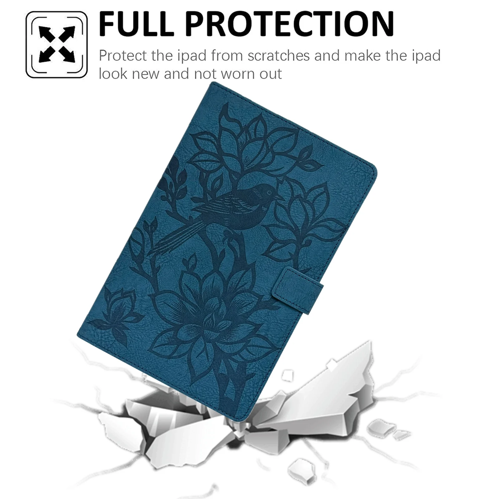 Funda para Tablet Amazon Fire HD 8 (2024) / (2022) / (2020) / 8 Plus (2022) / (2020) con Patrón de Pájaro Esculpido en Relieve, TPU y PU