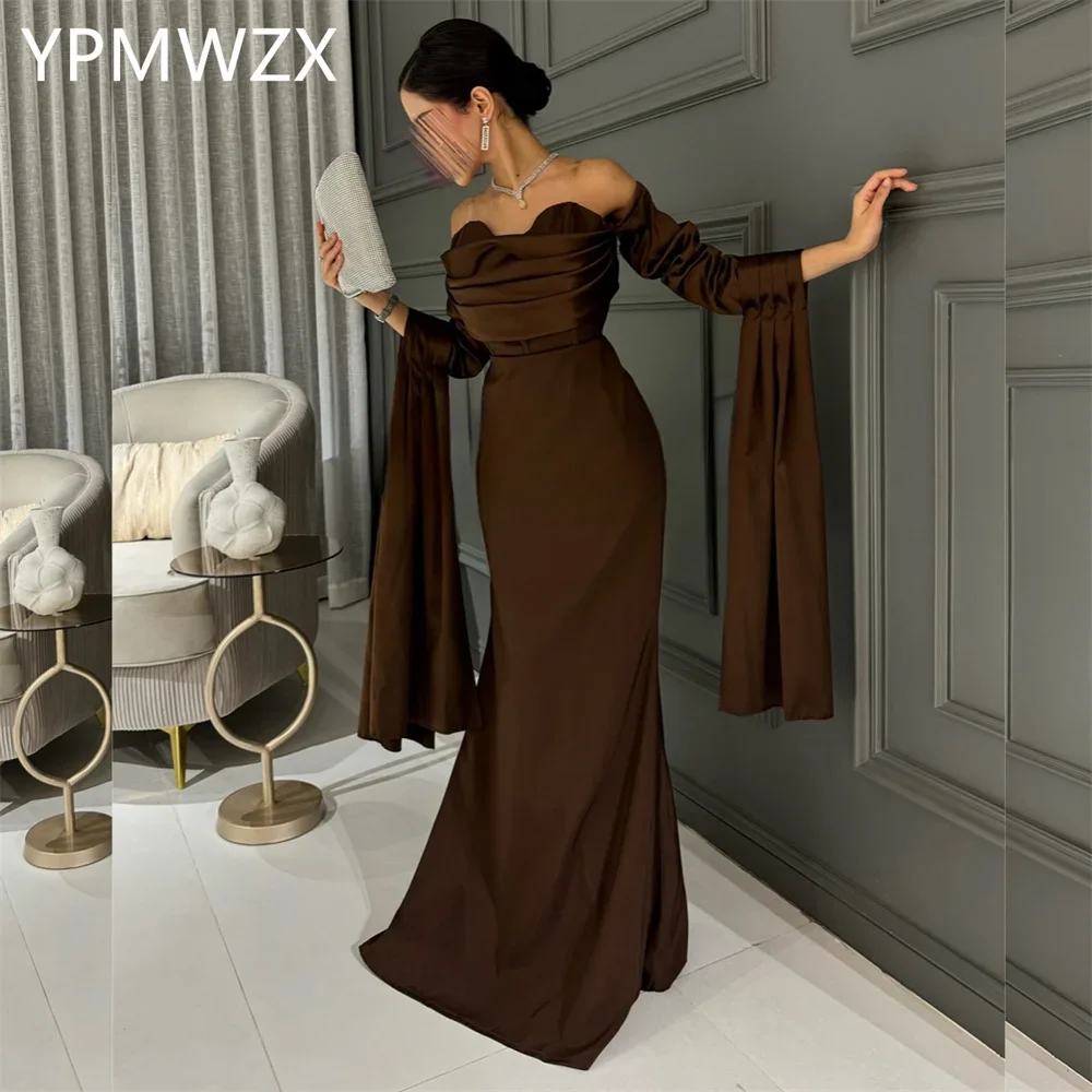 Customized Party Dress Occasion Prom Gown YPMWZX Off-the-shoulder A-line Floor Length Skirts Bespoke  Dresses Evening F