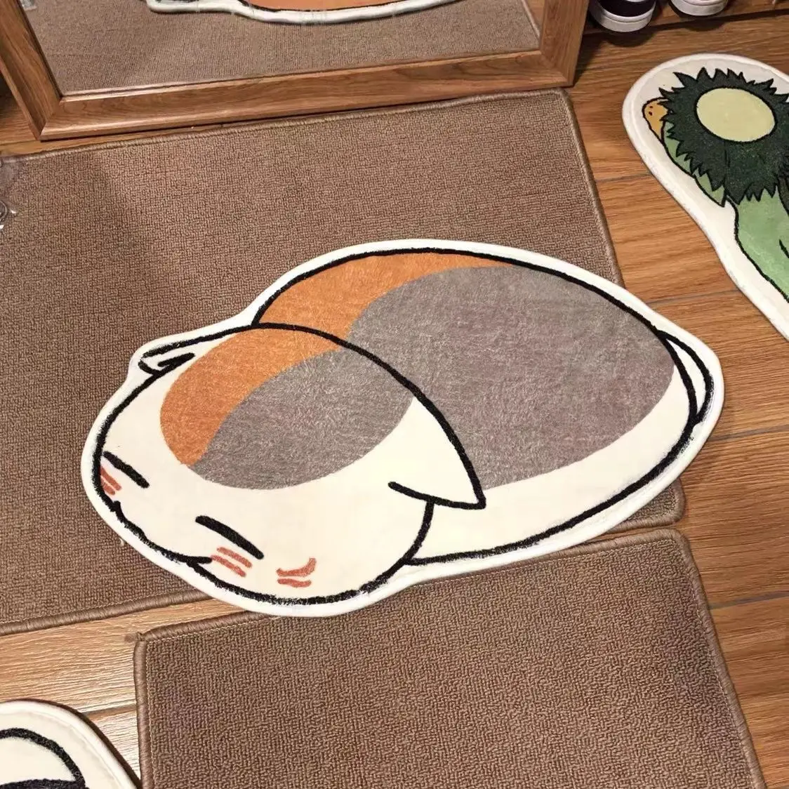 Cute Natsume Yuujinchou Cat Teacher Plush Rug Anime Doormat Floor Mat Carpet Home Living Bath Room Anti Slip Imitation Cashmere