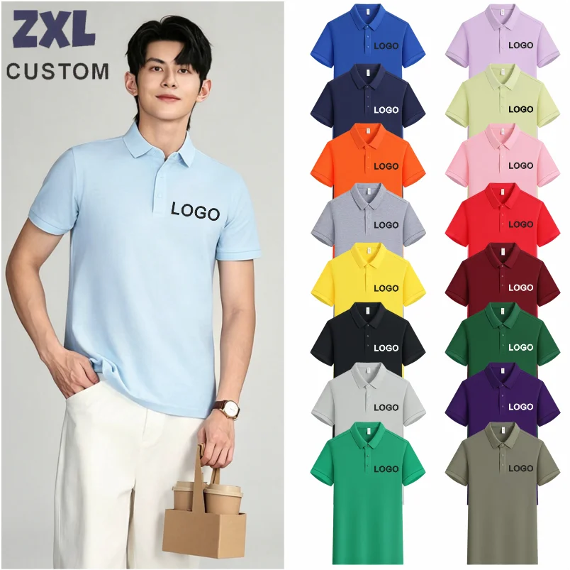 High-End 100% Cotton Polo shirt Custom Print Logo Corporate Uniforms for Teams Polo shirts Durable Office Daily Men Women Top
