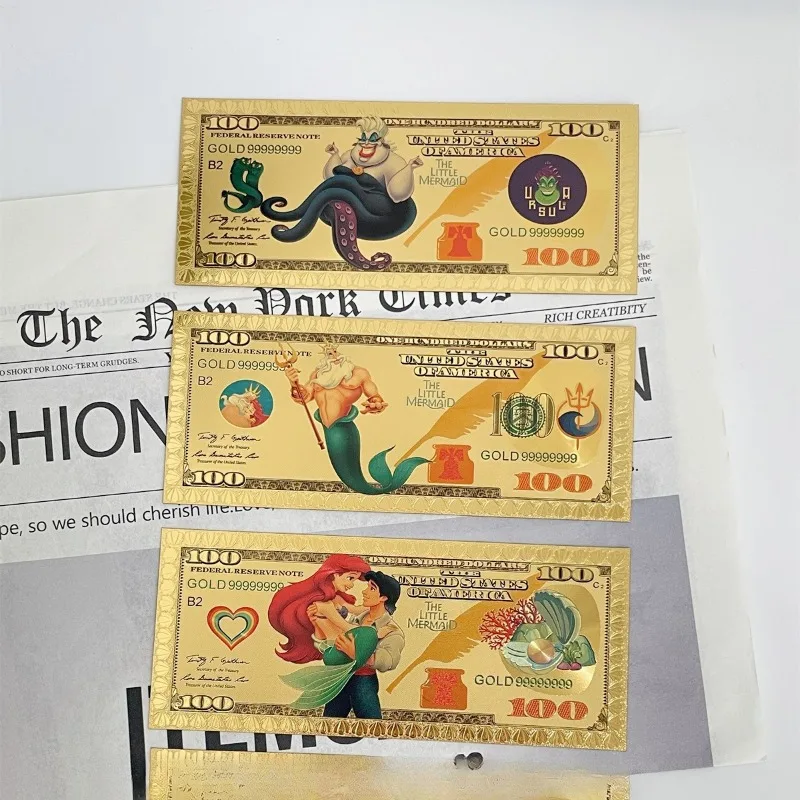 

Disney Gold Foil Paper The Little Mermaid Anime Action Figure Q Figural Anime Collectibles Anime Merchandise Decoration Kid Gift