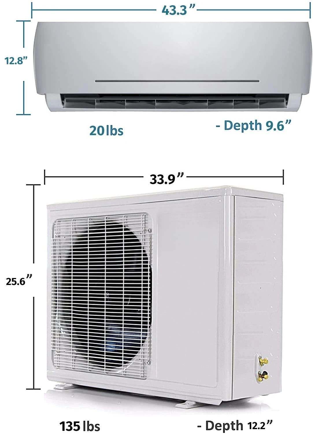 24000 BTU Ductless Air Conditioner – Mini Split AC/Heating System - 2 Ton Pre-Charged Inverter Heat Pump – 21 SEER, Customized
