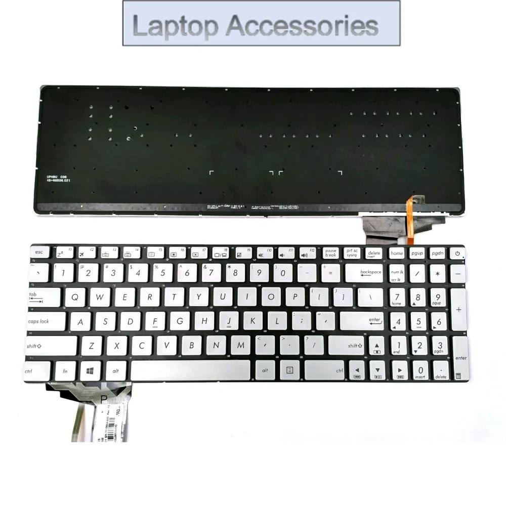 

Новая клавиатура для ноутбука Asus N551 N551J N551JB N551JK N551JM N551JQ N551JW N551JX N551V Series Silver US с подсветкой без рамки