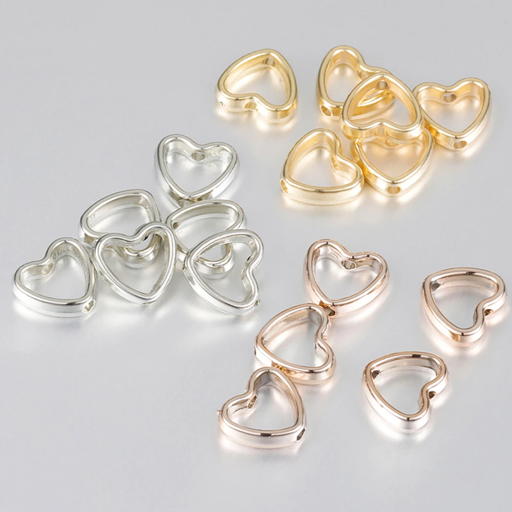 50pcs Love Heart CCB Beads Frame Spacer Beads Charms for DIY Necklace Bracelet Connectors Pendants Jewelry Making Accessories