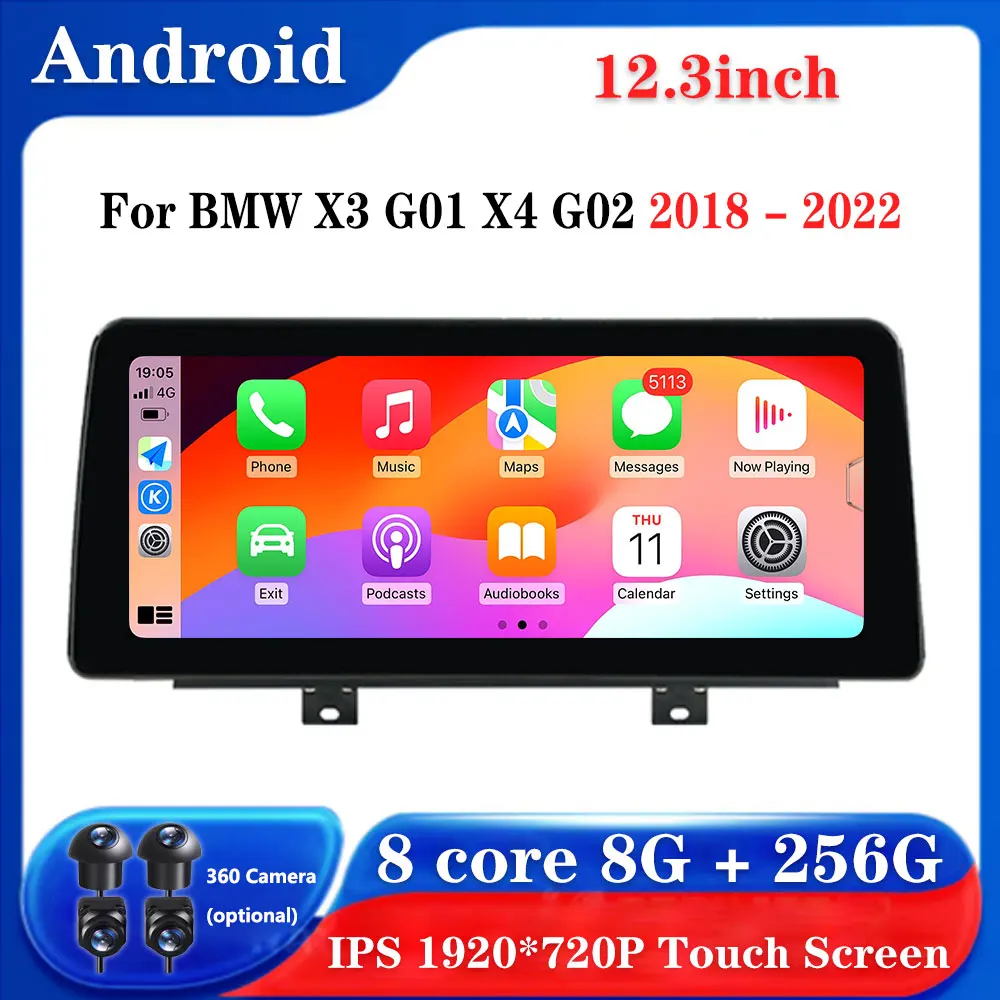 12.3''Android OS For BMW X3 G01 X4 G02 2018 - 2022 EVO System Auto Multimedia Player Carplay Radio GPS Navigation 4G 1920X720P