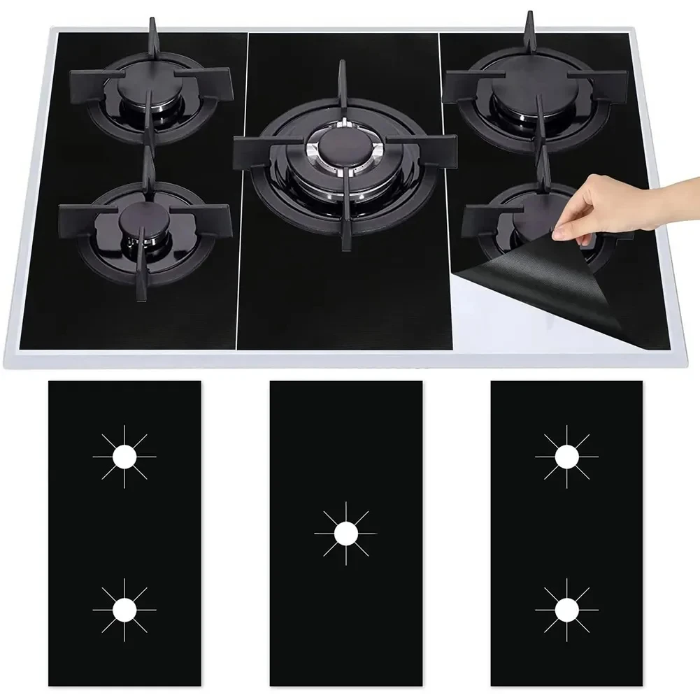 1 Set 5-Hole Gas Stove Pad Universal Protective Cover Kitchen Cleaning Anti-dirty Non-stick Pad Reusable Stovetop Scratch Protec