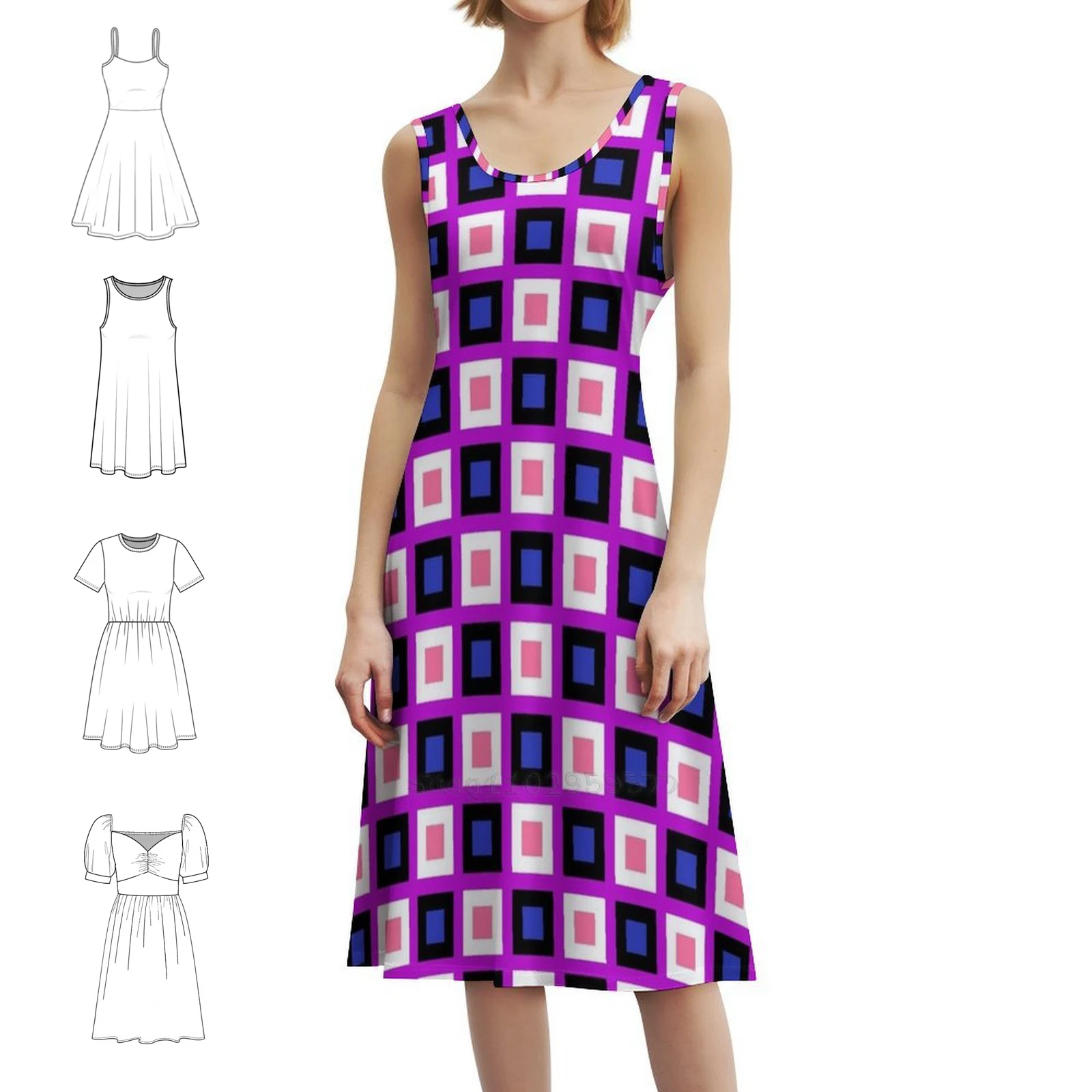 

Genderfluid Pride Square Pattern Women's Streetwear Party Dress Trendy Print Club Clothing For Female Genderfluid Lgbtq Lgbtiq
