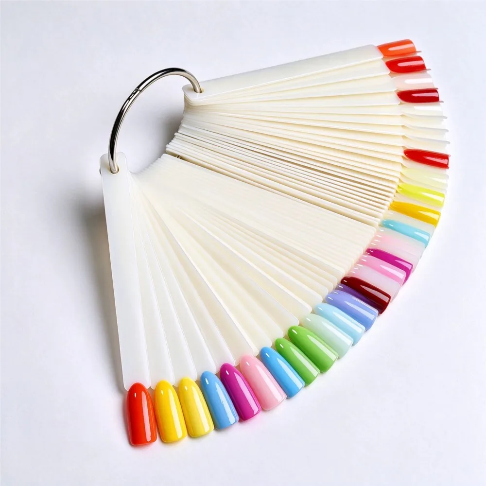 50Pcs Natural Nail Swatch Sticks Nail Polish Practice Display Tips Color Display Polish Board Fan Shape Nail Art Sample Sticks