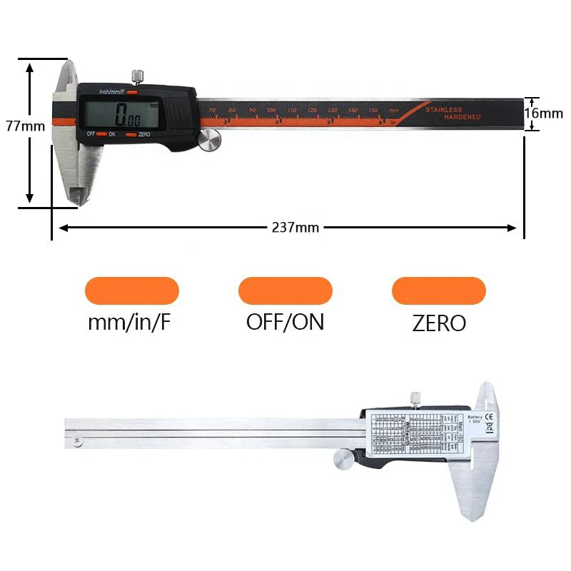 150Mm Elektronische Digitale Remklauw Gehard Roestvrij Staal Nonius Schuifmaat Micrometer Meet Metalen Gereedschap Digitale Liniaal